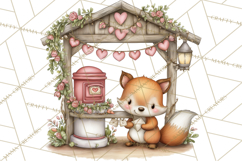 Woodland Critter Valentine Clipart, Forest Animal Post Png Product Image 2