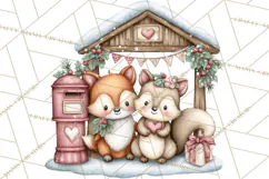 Woodland Critter Valentine Clipart, Forest Animal Post Png Product Image 4