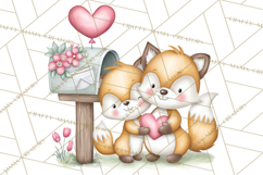 Woodland Critter Valentine Clipart, Forest Animal Post Png Product Image 5