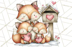 Woodland Critter Valentine Clipart, Forest Animal Post Png Product Image 2