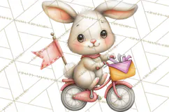 Woodland Critter Valentine Clipart, Forest Animal Post Png Product Image 4
