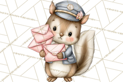 Woodland Critter Valentine Clipart, Forest Animal Post Png Product Image 5