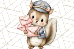 Woodland Critter Valentine Clipart, Forest Animal Post Png Product Image 5