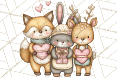 Woodland Critter Valentine Clipart, Forest Animal Post Png Product Image 4