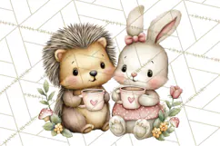Woodland Critter Valentine Clipart, Forest Animal Post Png Product Image 5