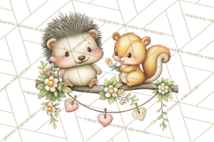 Woodland Critter Valentine Clipart, Forest Animal Post Png Product Image 3