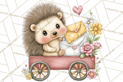 Woodland Critter Valentine Clipart, Forest Animal Post Png Product Image 4