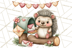 Woodland Critter Valentine Clipart, Forest Animal Post Png Product Image 5