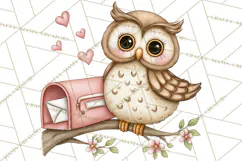 Woodland Critter Valentine Clipart, Forest Animal Post Png Product Image 5