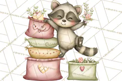 Woodland Critter Valentine Clipart, Forest Animal Post Png Product Image 2