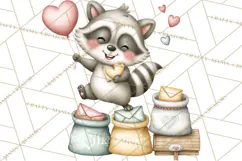 Woodland Critter Valentine Clipart, Forest Animal Post Png Product Image 3