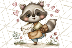 Woodland Critter Valentine Clipart, Forest Animal Post Png Product Image 4