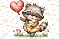 Woodland Critter Valentine Clipart, Forest Animal Post Png Product Image 5