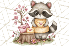 Woodland Critter Valentine Clipart, Forest Animal Post Png Product Image 3