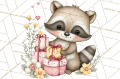 Woodland Critter Valentine Clipart, Forest Animal Post Png Product Image 4