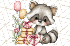 Woodland Critter Valentine Clipart, Forest Animal Post Png Product Image 5