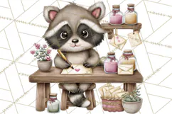 Woodland Critter Valentine Clipart, Forest Animal Post Png Product Image 2