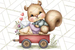 Woodland Critter Valentine Clipart, Forest Animal Post Png Product Image 4