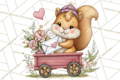 Woodland Critter Valentine Clipart, Forest Animal Post Png Product Image 5