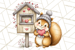 Woodland Critter Valentine Clipart, Forest Animal Post Png Product Image 2