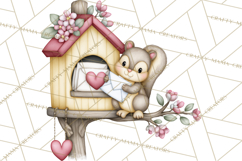 Woodland Critter Valentine Clipart, Forest Animal Post Png Product Image 3