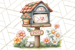 Woodland Critter Valentine Clipart, Forest Animal Post Png Product Image 4