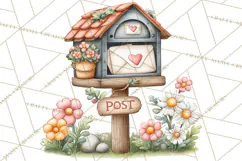 Woodland Critter Valentine Clipart, Forest Animal Post Png Product Image 4
