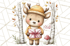 Woodland Critter Valentine Clipart, Forest Animal Post Png Product Image 3