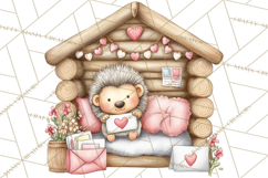 Woodland Critter Valentine Clipart, Forest Animal Post Png Product Image 4