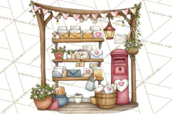 Woodland Critter Valentine Clipart, Forest Animal Post Png Product Image 4