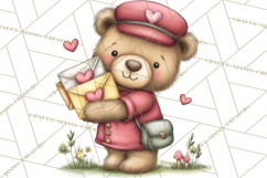 Woodland Critter Valentine Clipart, Forest Animal Post Png Product Image 5