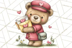 Woodland Critter Valentine Clipart, Forest Animal Post Png Product Image 5