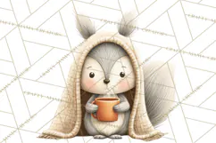 Cozy Winter Animals Clipart PNG, Neutral Woodland Critters Product Image 4