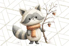 Cozy Winter Animals Clipart PNG, Neutral Woodland Critters Product Image 2