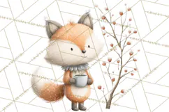 Cozy Winter Animals Clipart PNG, Neutral Woodland Critters Product Image 5