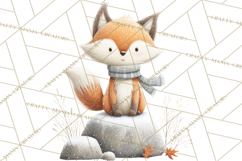 Cozy Winter Animals Clipart PNG, Neutral Woodland Critters Product Image 3