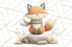 Cozy Winter Animals Clipart PNG, Neutral Woodland Critters Product Image 4