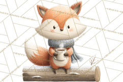 Cozy Winter Animals Clipart PNG, Neutral Woodland Critters Product Image 5