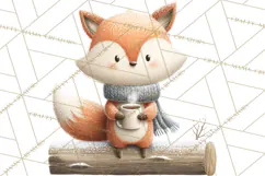 Cozy Winter Animals Clipart PNG, Neutral Woodland Critters Product Image 5