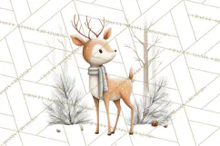 Cozy Winter Animals Clipart PNG, Neutral Woodland Critters Product Image 2