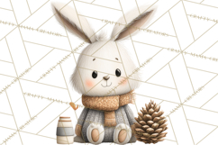 Cozy Winter Animals Clipart PNG, Neutral Woodland Critters Product Image 3
