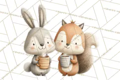 Cozy Winter Animals Clipart PNG, Neutral Woodland Critters Product Image 3
