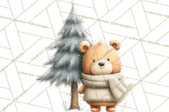 Cozy Winter Animals Clipart PNG, Neutral Woodland Critters Product Image 5