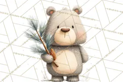 Cozy Winter Animals Clipart PNG, Neutral Woodland Critters Product Image 3