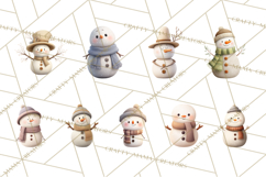 Hygge Winter Snowman PNG Cozy Neutral Christmas Clipart Product Image 2