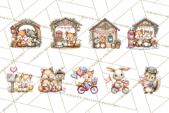Woodland Critter Valentine Clipart, Forest Animal Post Png Product Image 5