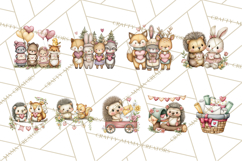 Woodland Critter Valentine Clipart, Forest Animal Post Png Product Image 6