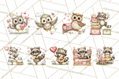 Woodland Critter Valentine Clipart, Forest Animal Post Png Product Image 7