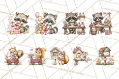 Woodland Critter Valentine Clipart, Forest Animal Post Png Product Image 8