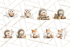 Cozy Winter Animals Clipart PNG, Neutral Woodland Critters Product Image 5